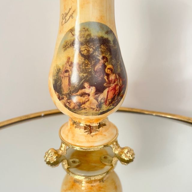Vaso Rostema Limoges Bege e Ouro.