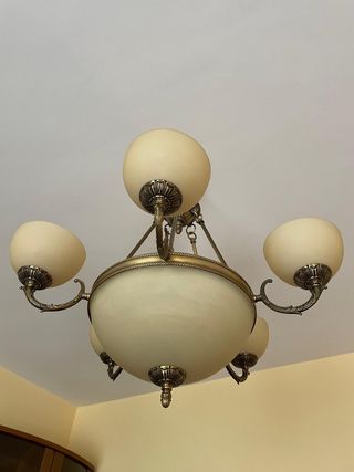 Lámpara 5 brazos dorada