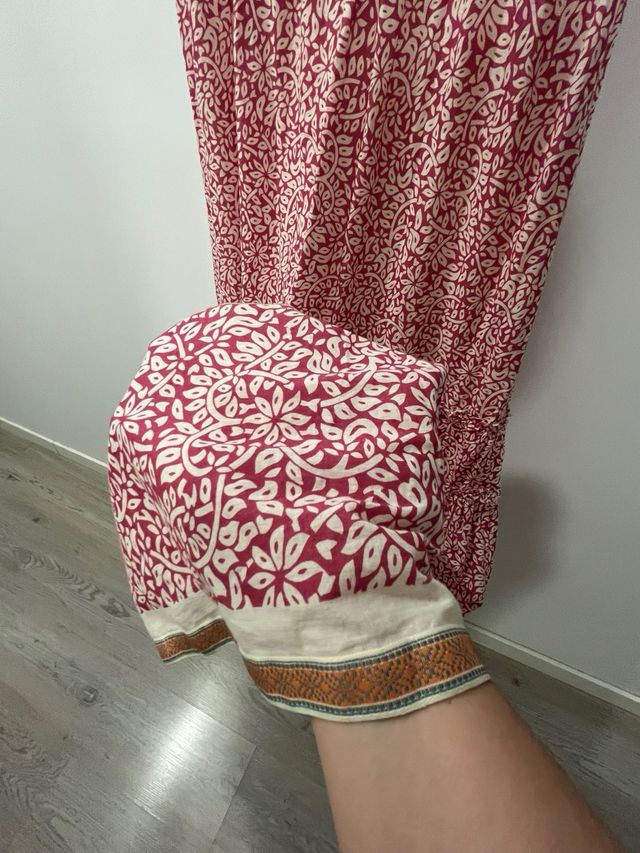 Vestido largo rojo y blanco