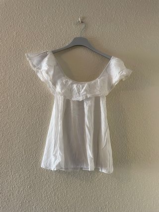 Top blanco - Escote barco - Talla M