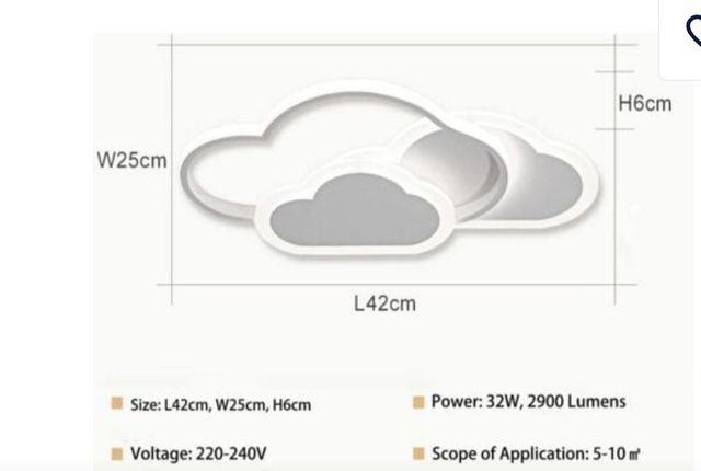 Lampara techo nube LED - 3 colores