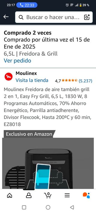 Freidora de aire Moulinex Easy Fry & Grill XXL