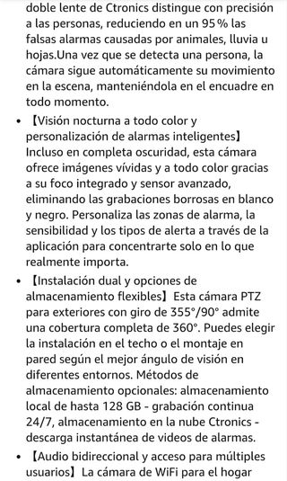 Cámara seguridad ctronics exterior