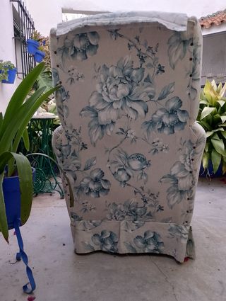 Butacas orejeras - tela, beige y azul