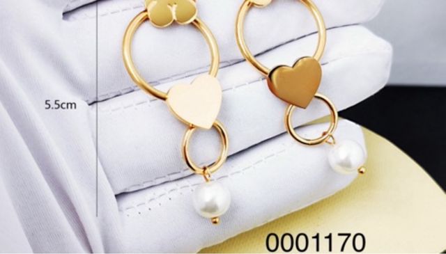 Pendientes Aro Corazón Perla - Dorado