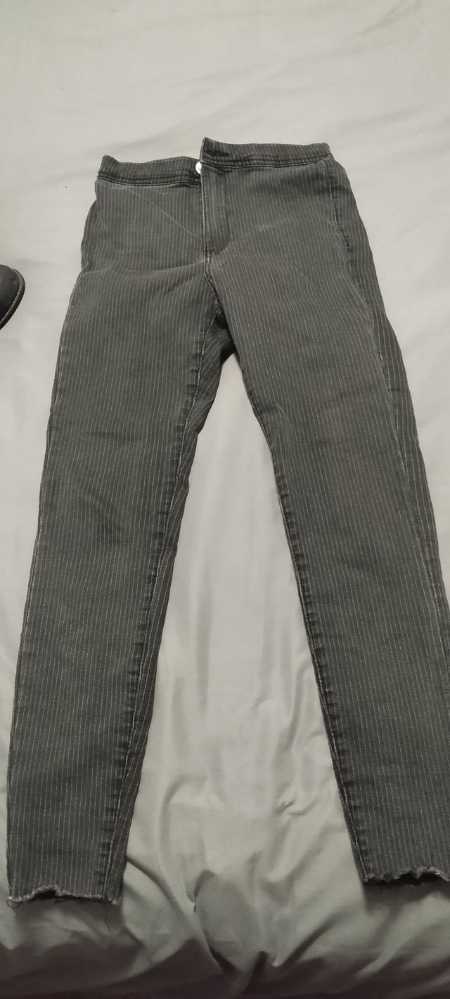 Pantalones grises mujer - tiro alto