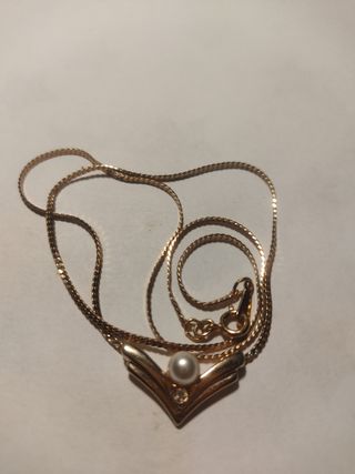 Bajada Conjunto perlas blancas/circonitas baño 9K
