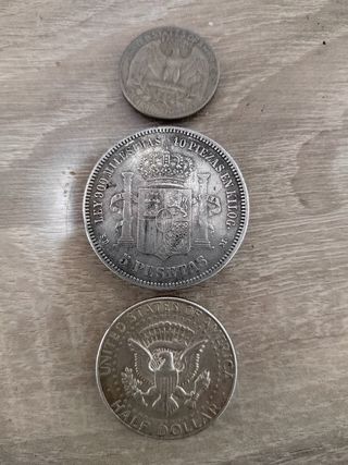 3 Monedas Plata: USA y España