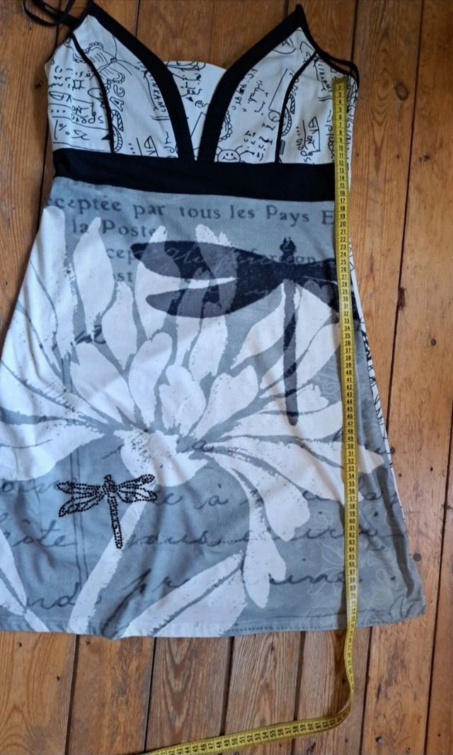 Vestido 101 idées gris, negro,crema