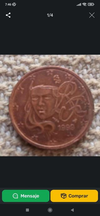 Moneda 2 céntimos Francia 1999