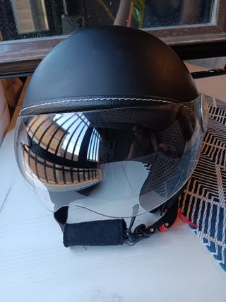 Casco moto vintage negro