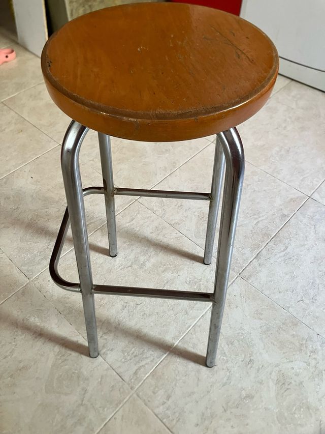 Taburete vintage madera metal