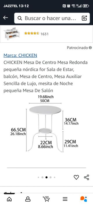 Mesa redonda blanca metalica