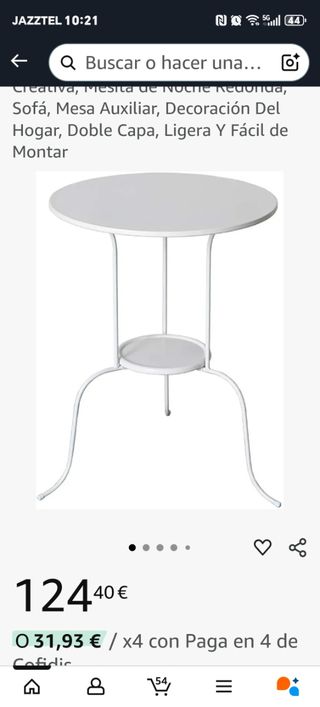 Mesa redonda blanca metalica