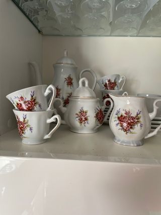 Juego de té porcelana blanca, nuevo sim usar