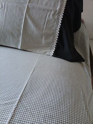 Funda nórdica 150cm - algodón beige/negro. 210x240