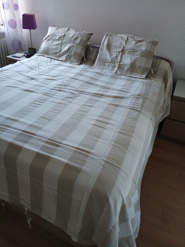 Funda nórdica reversible beige y blanca. 200x220.