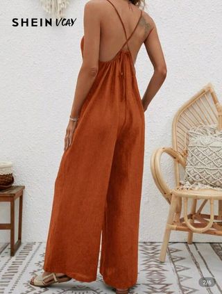 Mono SHEIN marrón -  Pantalón ancho