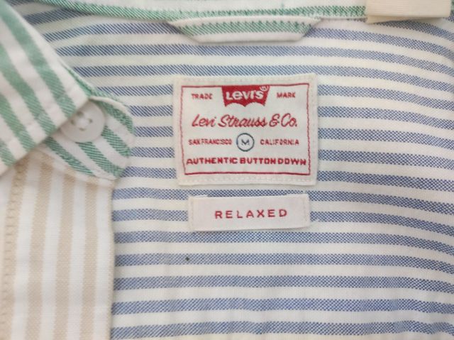 Camisa Levi's M - Rayas Verde y Blanca