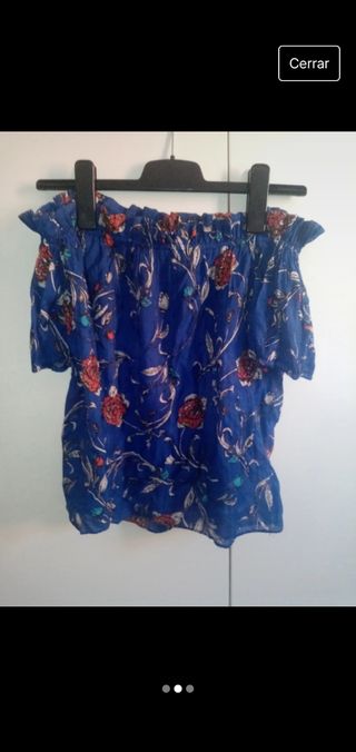 Blusa azul floral - Talla M
