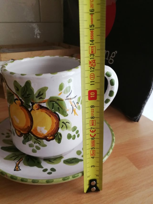 Tazza e piattino limone ceramica