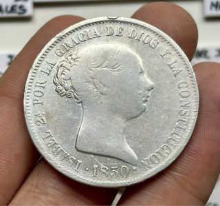Moneda PLATA 20 Reales 1850 Madrid CL . ISABEL II 