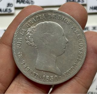 Moneda PLATA 20 Reales 1850 Madrid CL . ISABEL II 