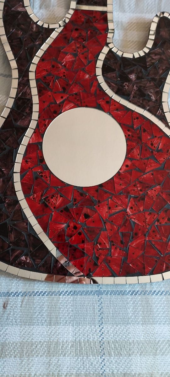 Espejo Guitarra Mosaico Rojo