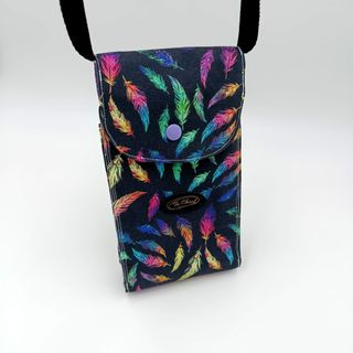 Bolso bandolera mini 3 apartados plumas multicolor