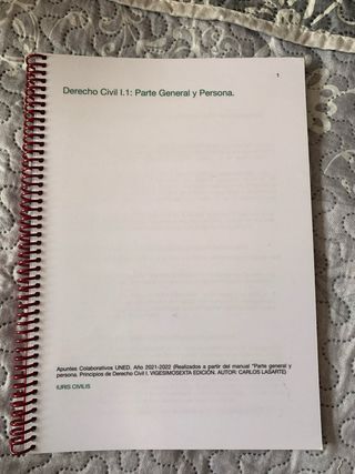 Apuntes Derecho civil Parte general y persona UNED