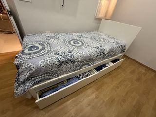 Cama blanca con cajones - 90cm