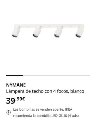 Lámpara de techo 4 focos NYMÅNE Ikea