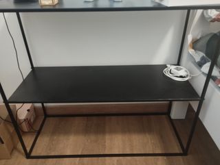 Comodino consolle nero 2 ripiani e 2 cassetti