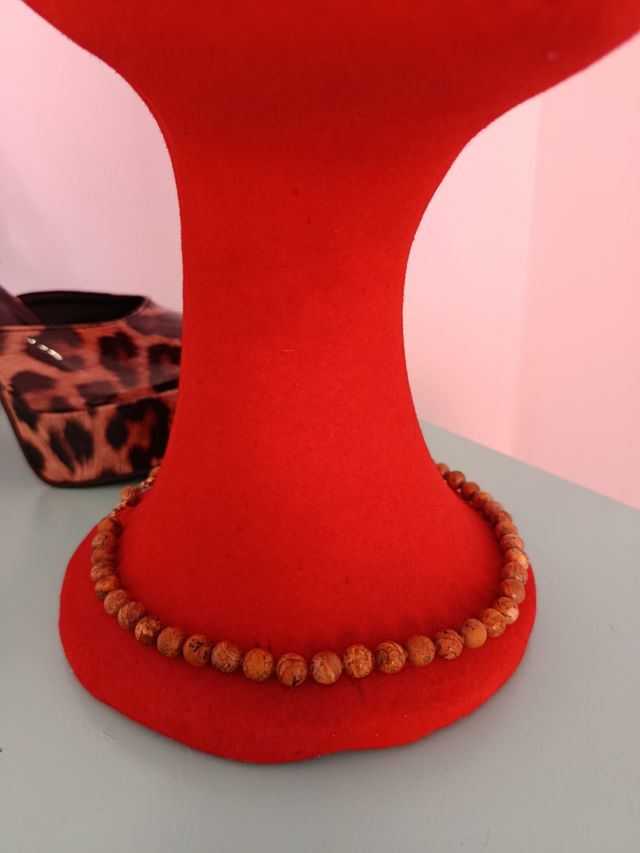 Collar Vintage años 70 Piedras Marrón Dorado