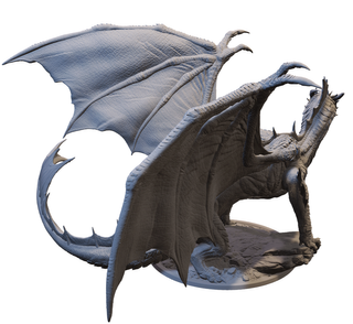 Miniatura Drago d'Argento antico in resina (D&D)