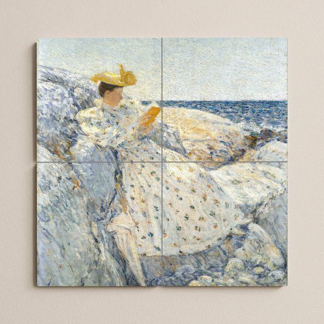  Mural cerámico mujer leyendo junto al mar 