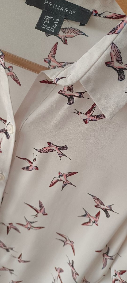 Camisa blanca estampada - pájaros