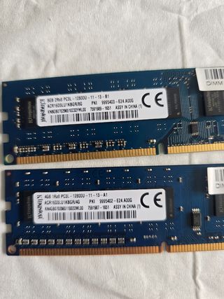 Lote dos Ram de 8 y 4 gb Kingston ACR16D3LU1KGBGR