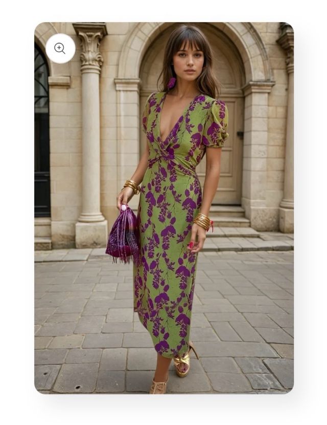 Vestido Élise - Verde, morado - Nuevo