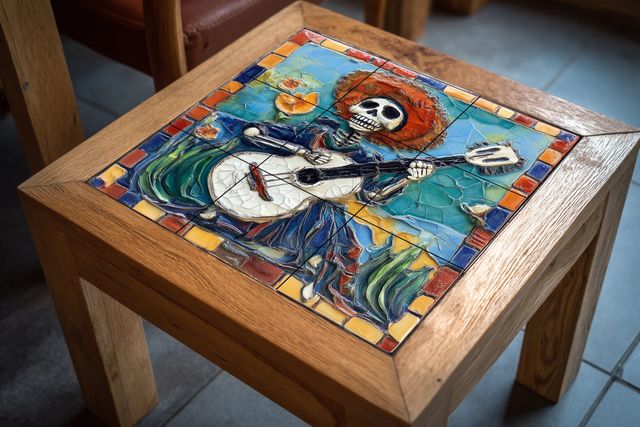 Mural cerámico calavera guitarrista – Mexicano