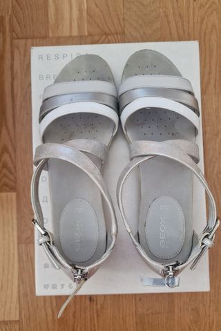 Sandalias Geox Plata-Blanco
