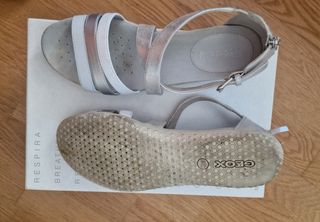 Sandalias Geox Plata-Blanco
