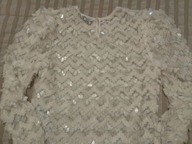 Blusa Zara paetês branca