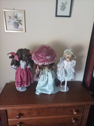 3 Muñecas porcelana vintage