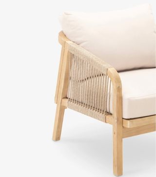 Sofá 3 plazas - Madera y cuerda beige