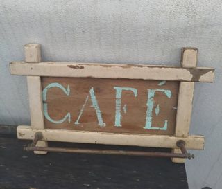 Cartel Café con barra para utensilios o trapos