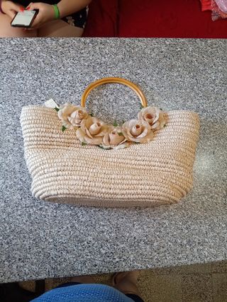 Borsa estiva beige in paglia