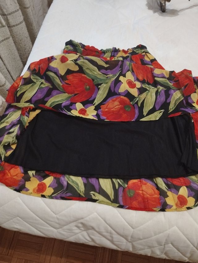 Falda estampada midi vintage