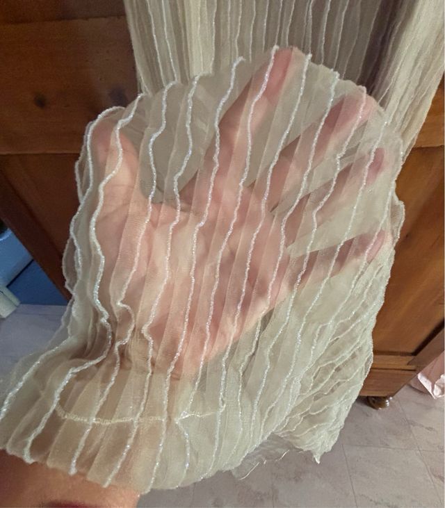 Vestito lungo beige plissettato