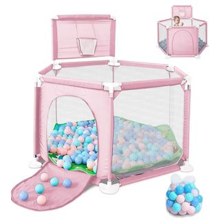 Parque infantil plegable rosa